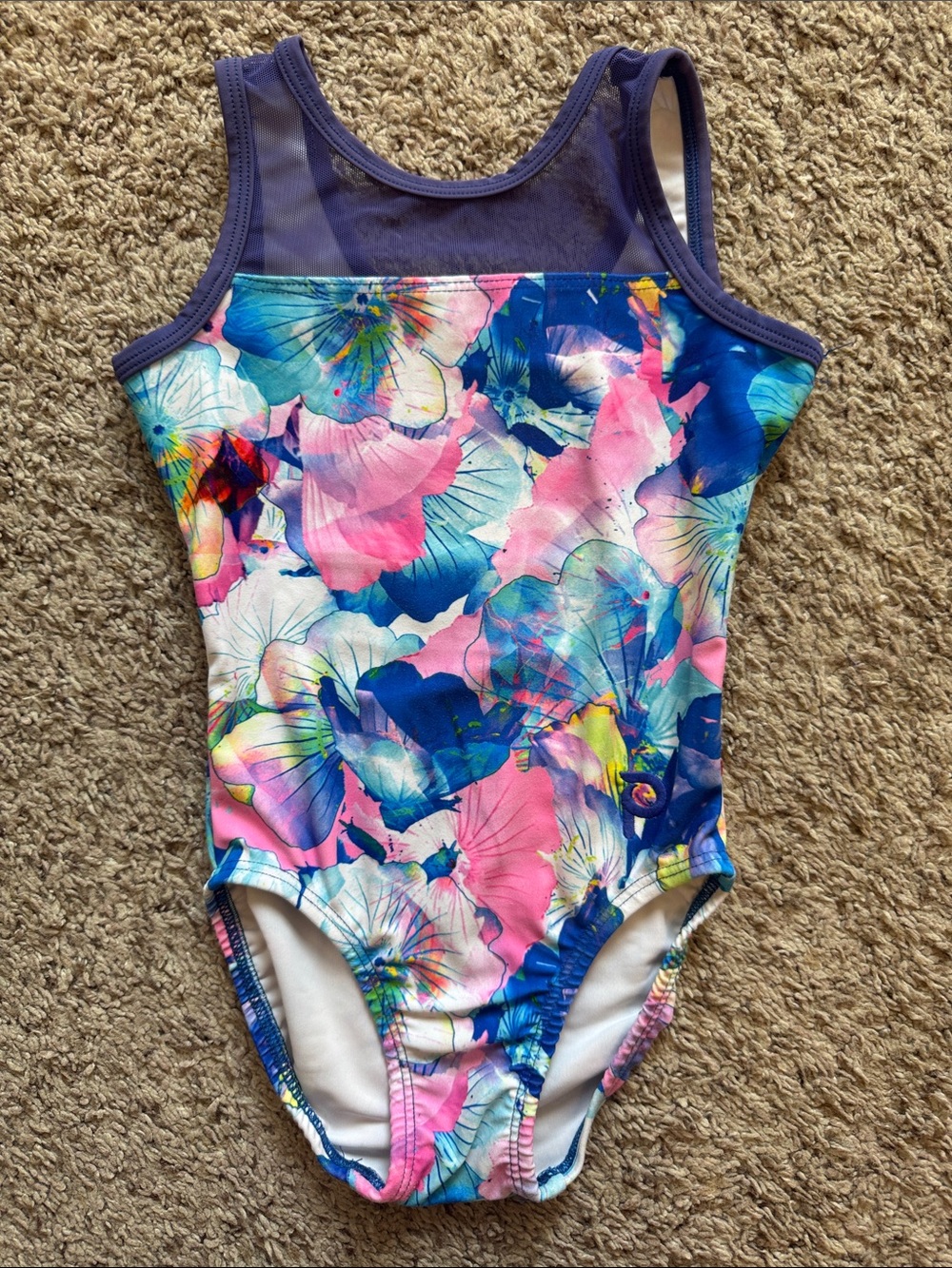 Plum floral gymnastics leotard